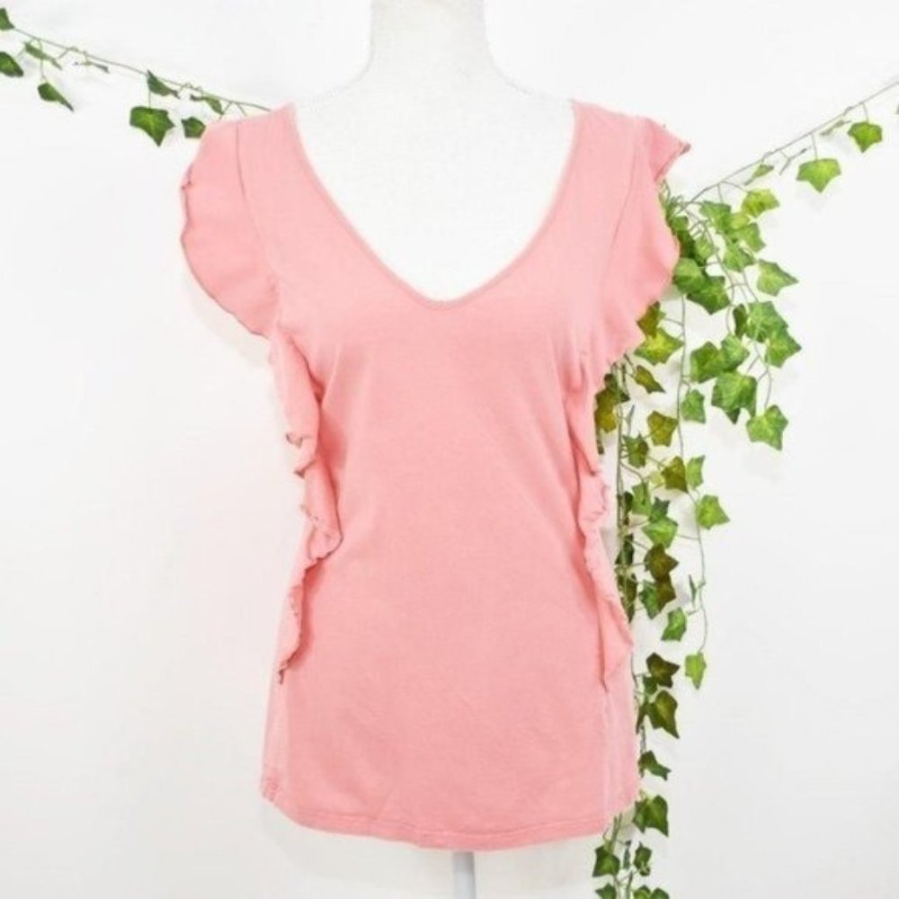 ModCloth pink blush ruffle sleeveless blouse top